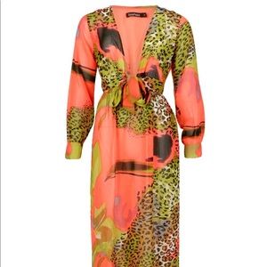 Colorful + animal print Maxi beach cover up!